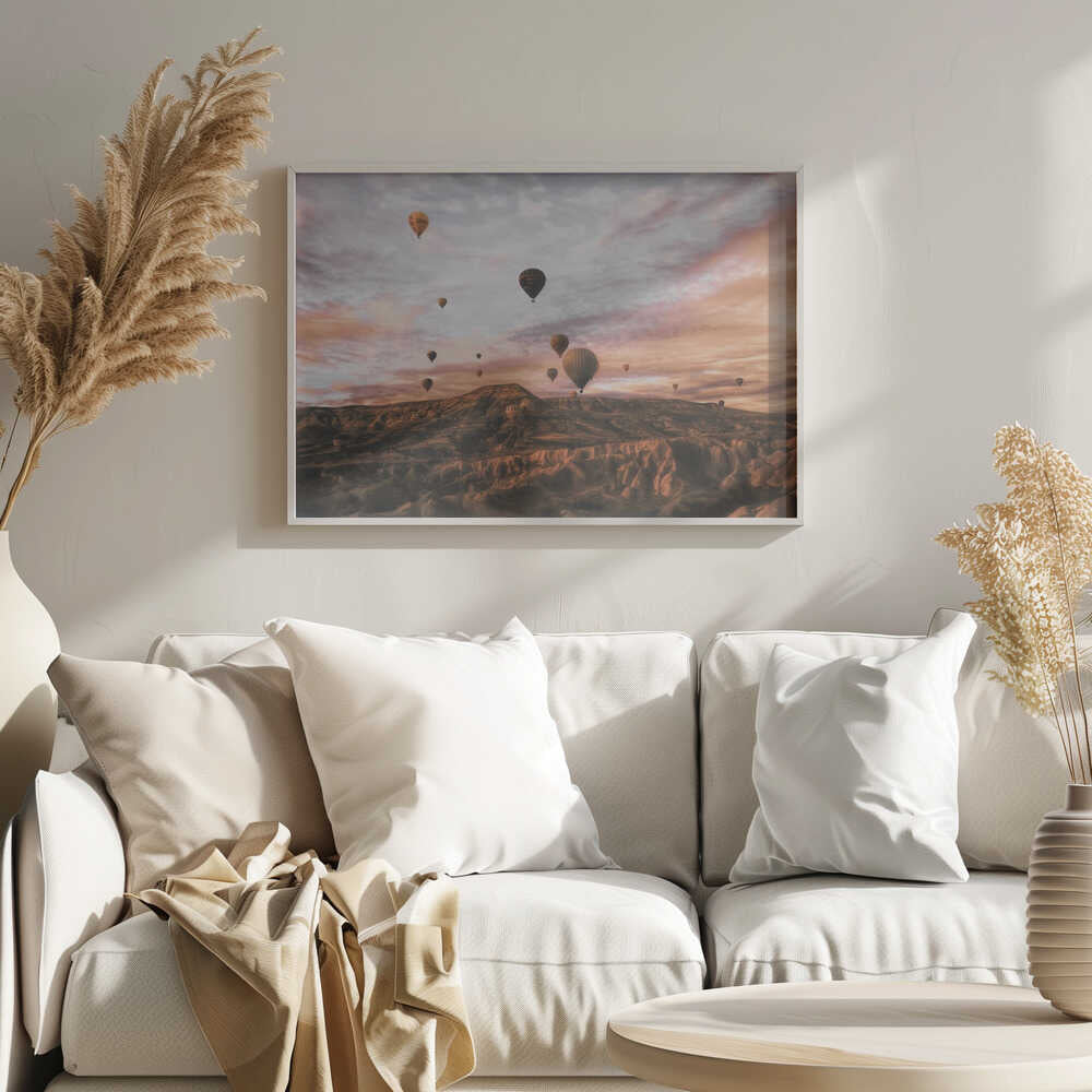 Hot Air Balloon Sunrise Art Print UK — Landscape Calm Wall Art — Living Room — Wall It All Prints