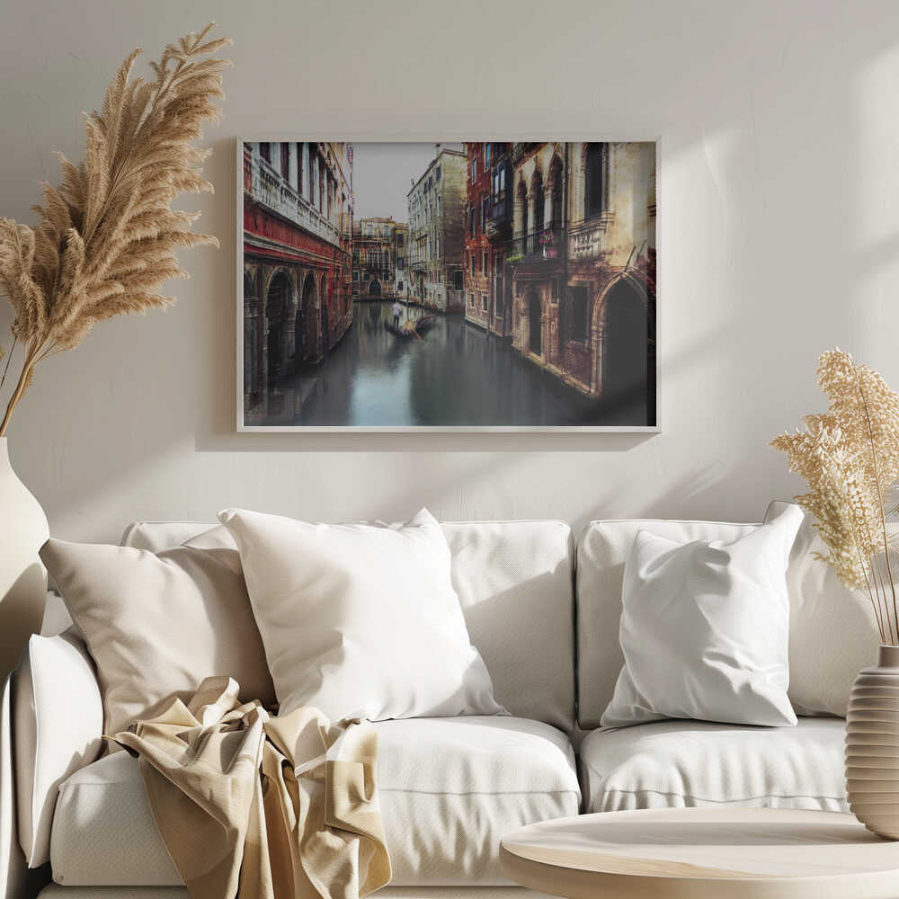 Moody Venice Canal Ride Art Print UK — Dark Moody Dark Wall Art — Living Room — Wall It All Prints