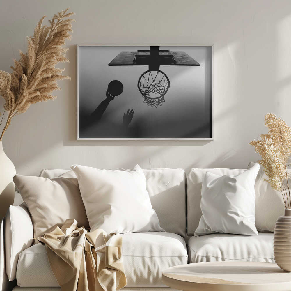 Basketball Silhouette Shot Art Print UK — Dark Moody Dark Wall Art — Living Room — Wall It All Prints