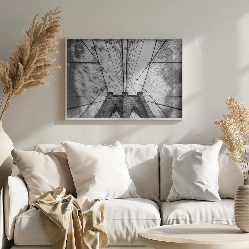 Brooklyn Bridge Upward View Art Print UK — Abstract Dark Wall Art — Living Room — Wall It All Prints