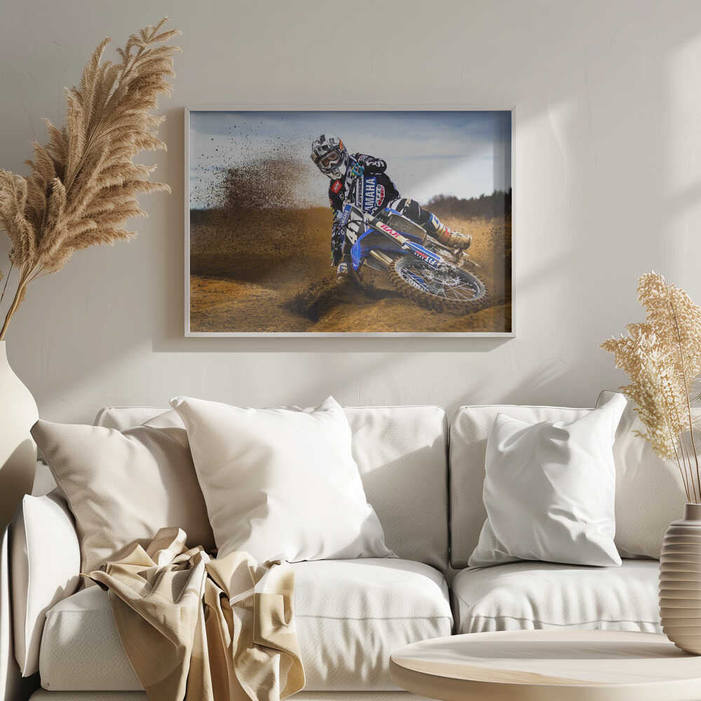 Motocross Dirt Thrill Art Print UK — Automotive Vibrant Wall Art — Living Room — Wall It All Prints
