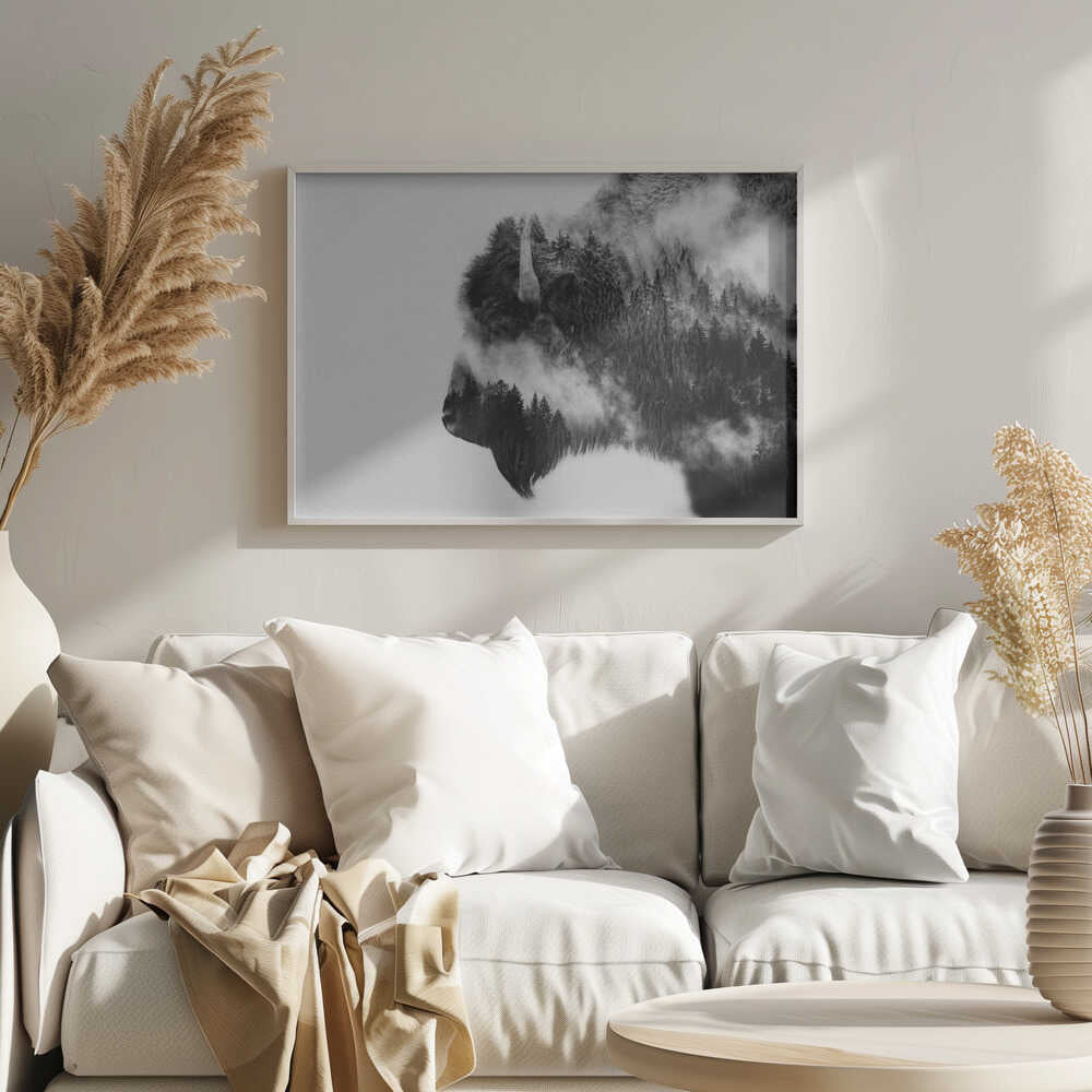 Forest Bison Spirit Art Print UK — Landscape Dark Wall Art — Living Room — Wall It All Prints