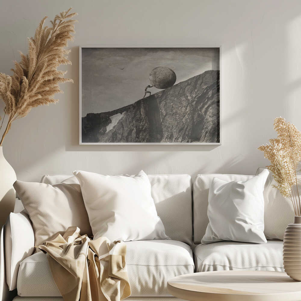 Man's Uphill Struggle Art Print UK — Dark Moody Dark Wall Art — Living Room — Wall It All Prints