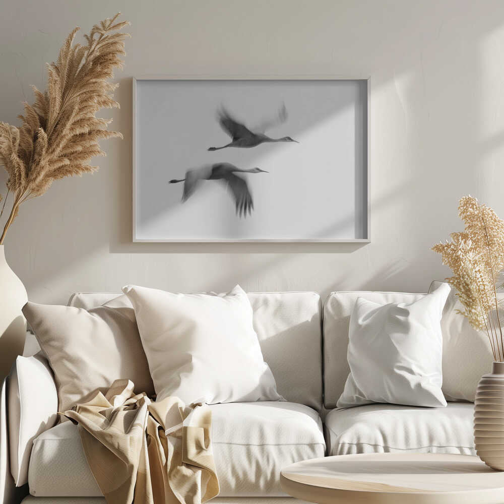 Cranes in Motion Art Print UK — Abstract Dark Wall Art — Living Room — Wall It All Prints