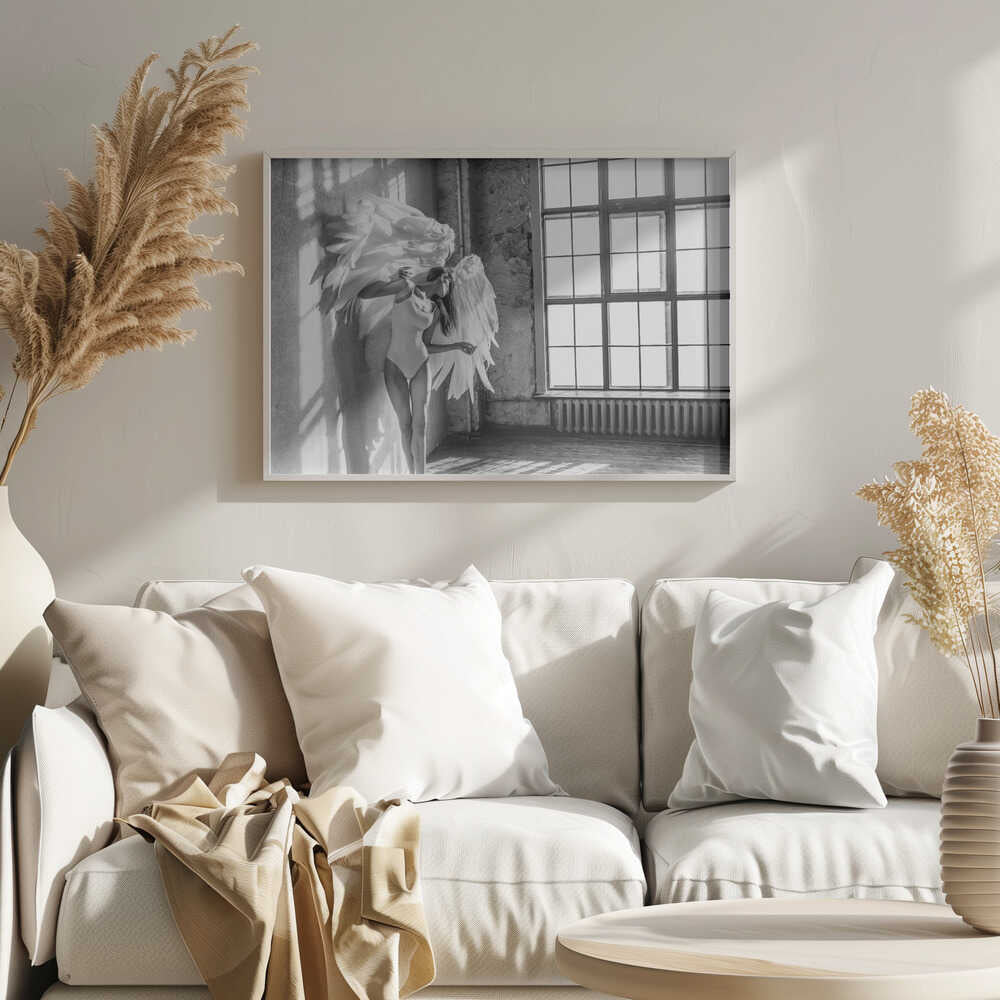Angel Wings Ethereal Light Art Print UK — Dark Moody Calm Wall Art — Living Room — Wall It All Prints