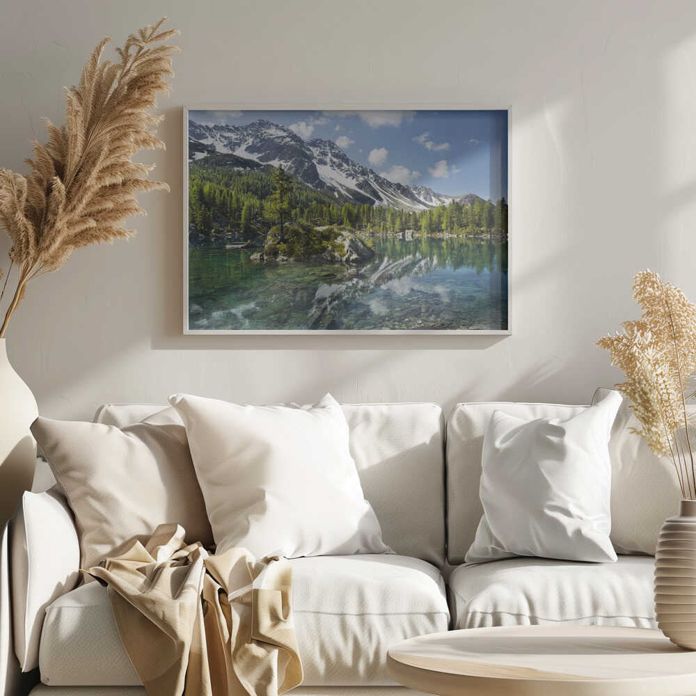 Green Mountain Lake Art Print UK — Landscape Calm Wall Art — Bedroom — Wall It All Prints