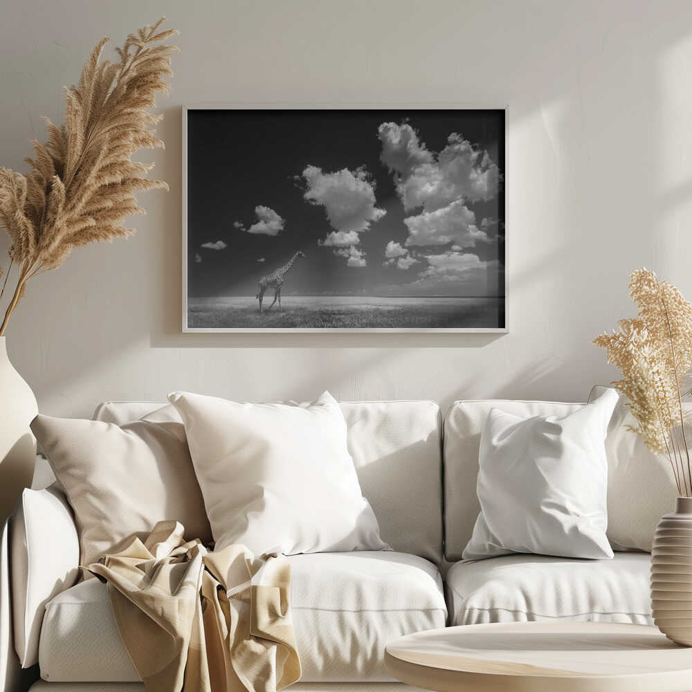 African Giraffe Sky Art Print UK — Dark Moody Calm Wall Art — Bedroom — Wall It All Prints