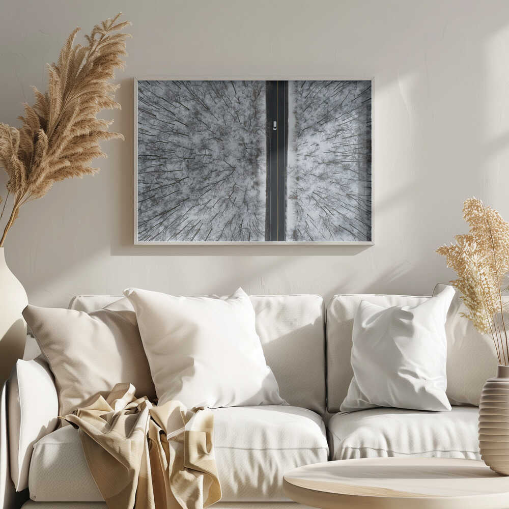 Snowy Forest Road Art Print UK — Japanese Calm Wall Art — Living Room — Wall It All Prints