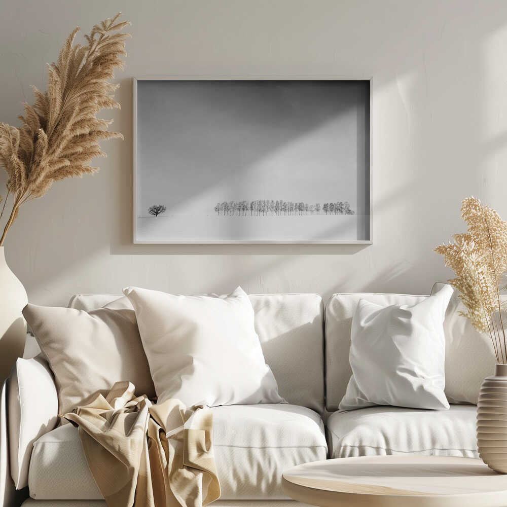 Winter Field Solitude Art Print UK — Japanese Calm Wall Art — Bedroom — Wall It All Prints
