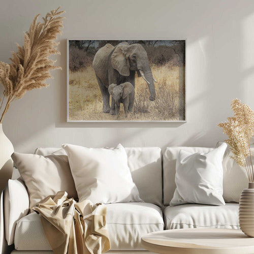 African Elephant Family Art Print UK — Botanical Fresh Wall Art — Nursery — Wall It All Prints