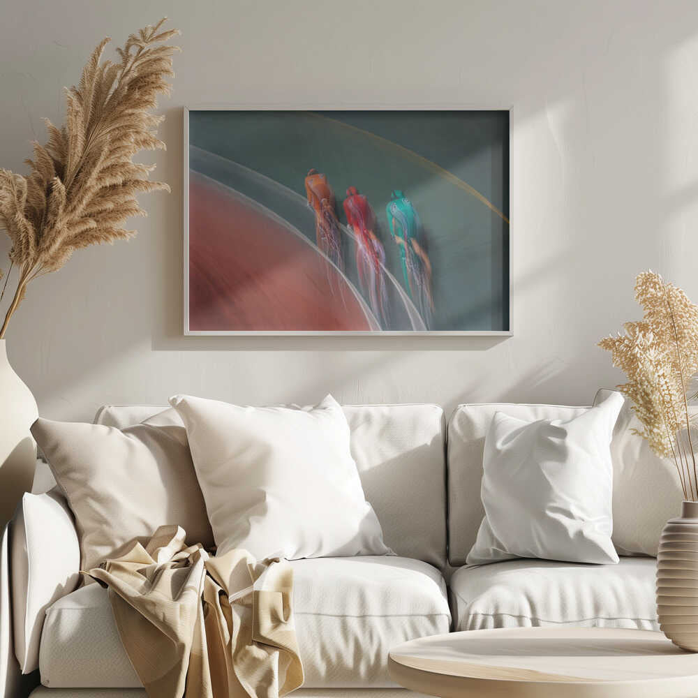 Dynamic Velodrome Race Art Print UK — Abstract Vibrant Wall Art — Living Room — Wall It All Prints
