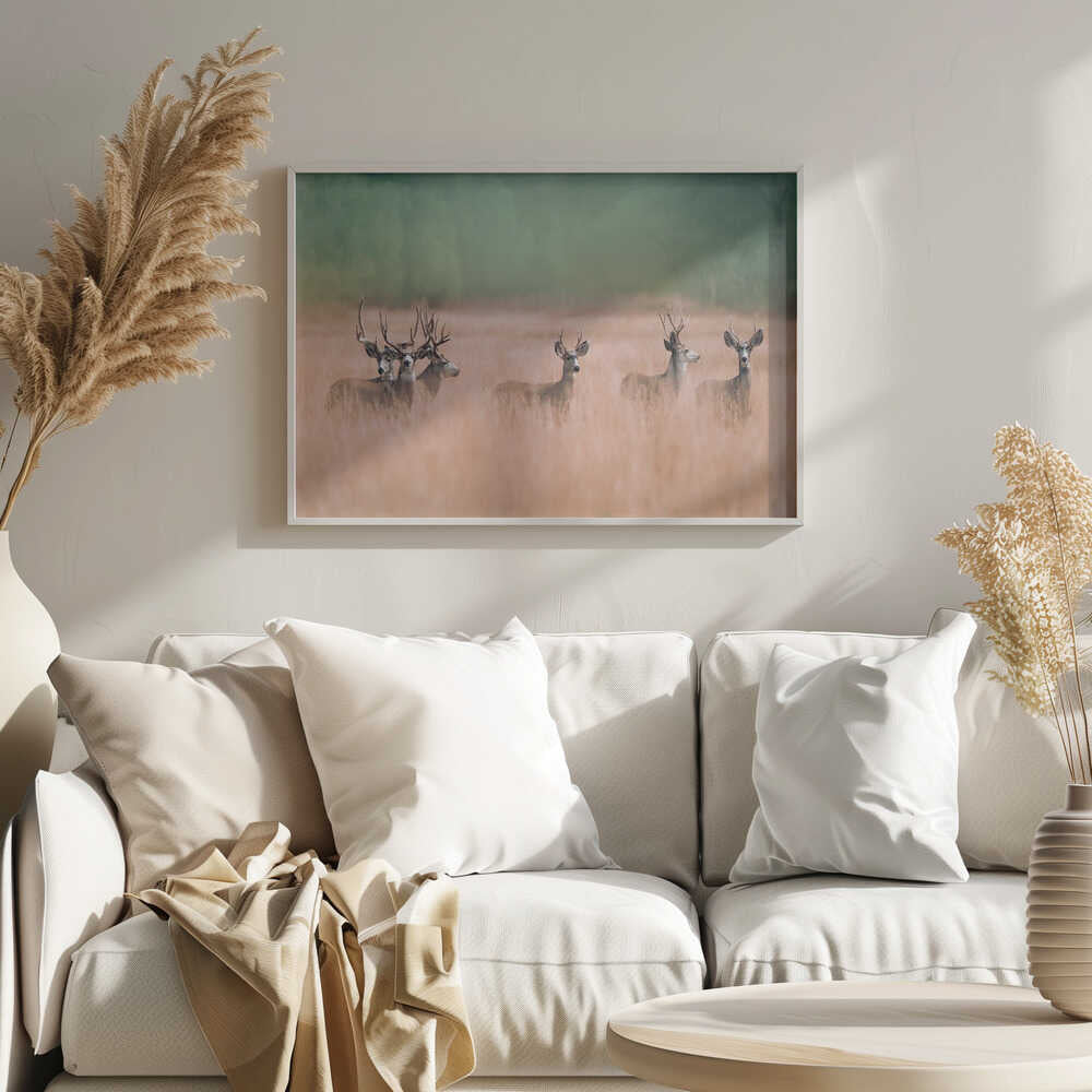 Deer In Tall Grass Art Print UK — Landscape Calm Wall Art — Bedroom — Wall It All Prints