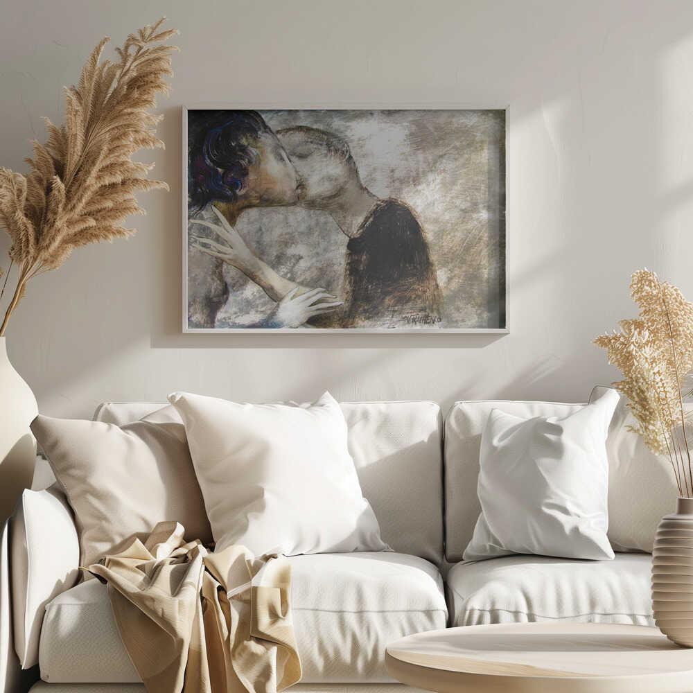 Passionate Embrace Art Print UK — Dark Moody Dark Wall Art — Living Room — Wall It All Prints