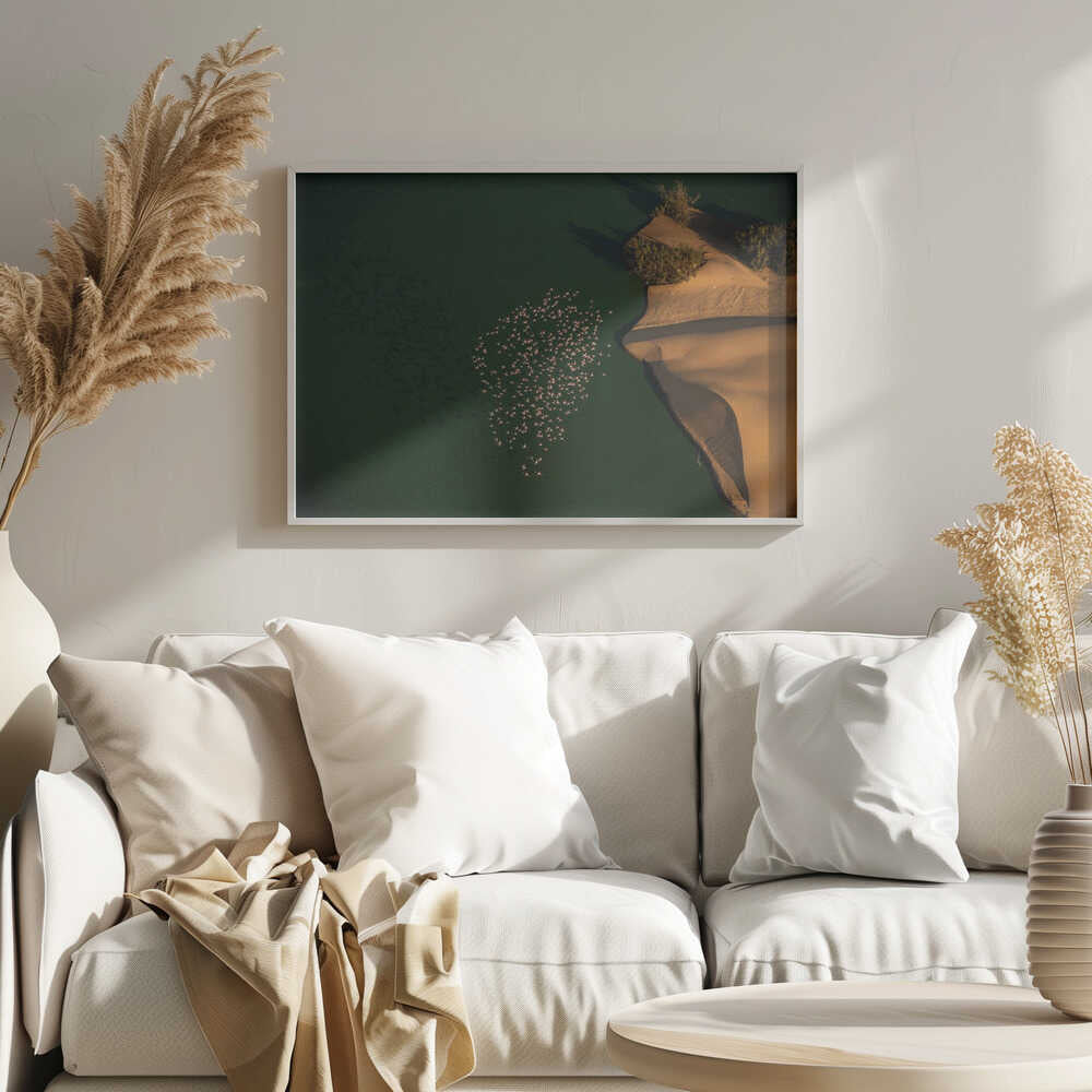 Pink Flamingos Desert Lake Art Print UK — Landscape Vibrant Wall Art — Living Room — Wall It All Prints
