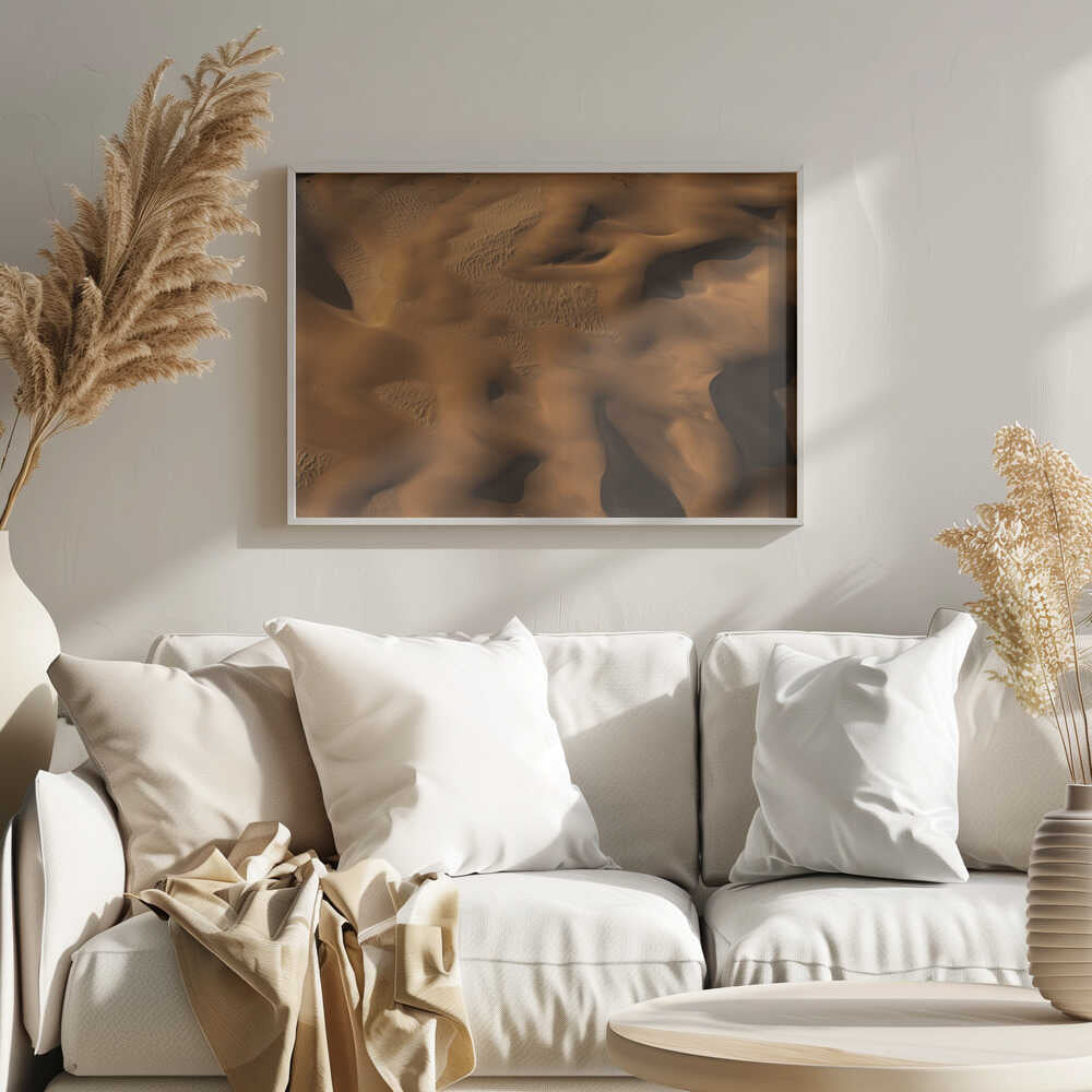 Golden Desert Dunes Art Print UK — Abstract Dark Wall Art — Living Room — Wall It All Prints