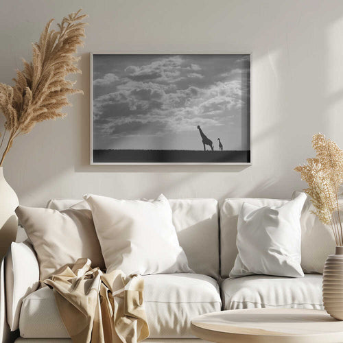 African Giraffe Family Silhouette Art Print UK — Botanical Calm Wall Art — Bedroom — Wall It All Prints
