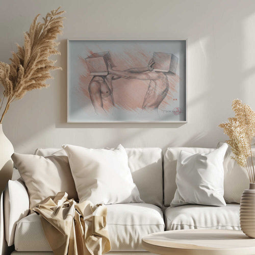 Box Head Struggle Art Print UK — Portrait Vibrant Wall Art — Living Room — Wall It All Prints