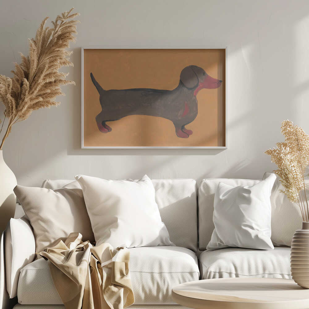 Sweet Dachshund Dog Art Print UK — Abstract Minimal Wall Art — Office — Wall It All Prints