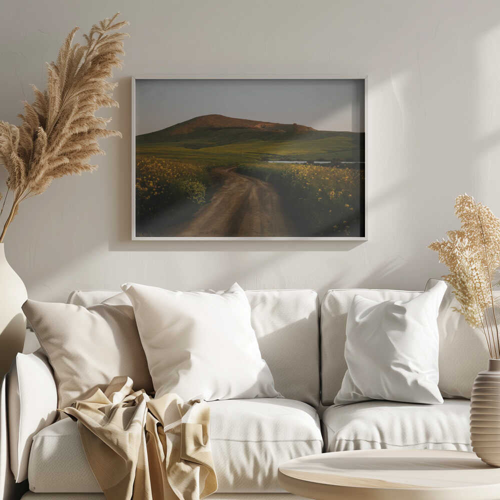 Golden Hour Country Road Art Print UK — Botanical Vibrant Wall Art — Living Room — Wall It All Prints