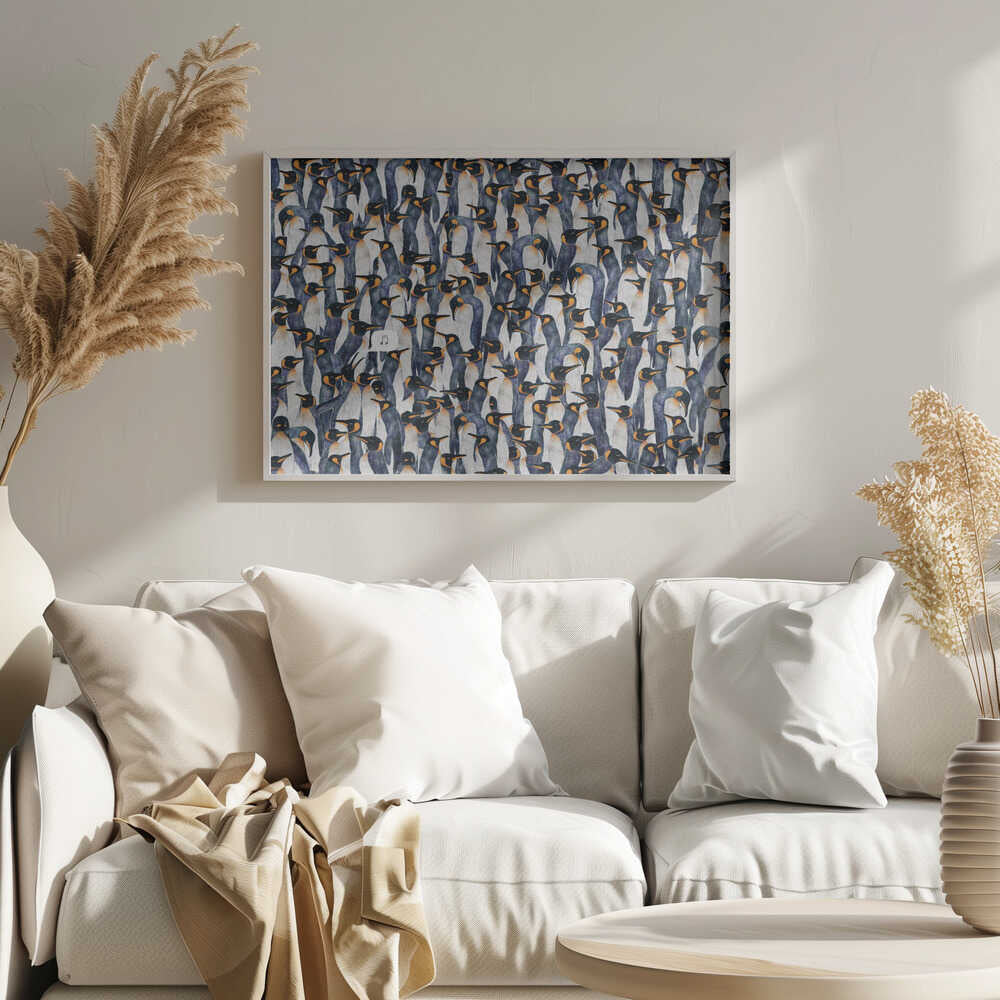 Singing King Penguins Art Print UK — Animal Dark Wall Art — Living Room — Wall It All Prints