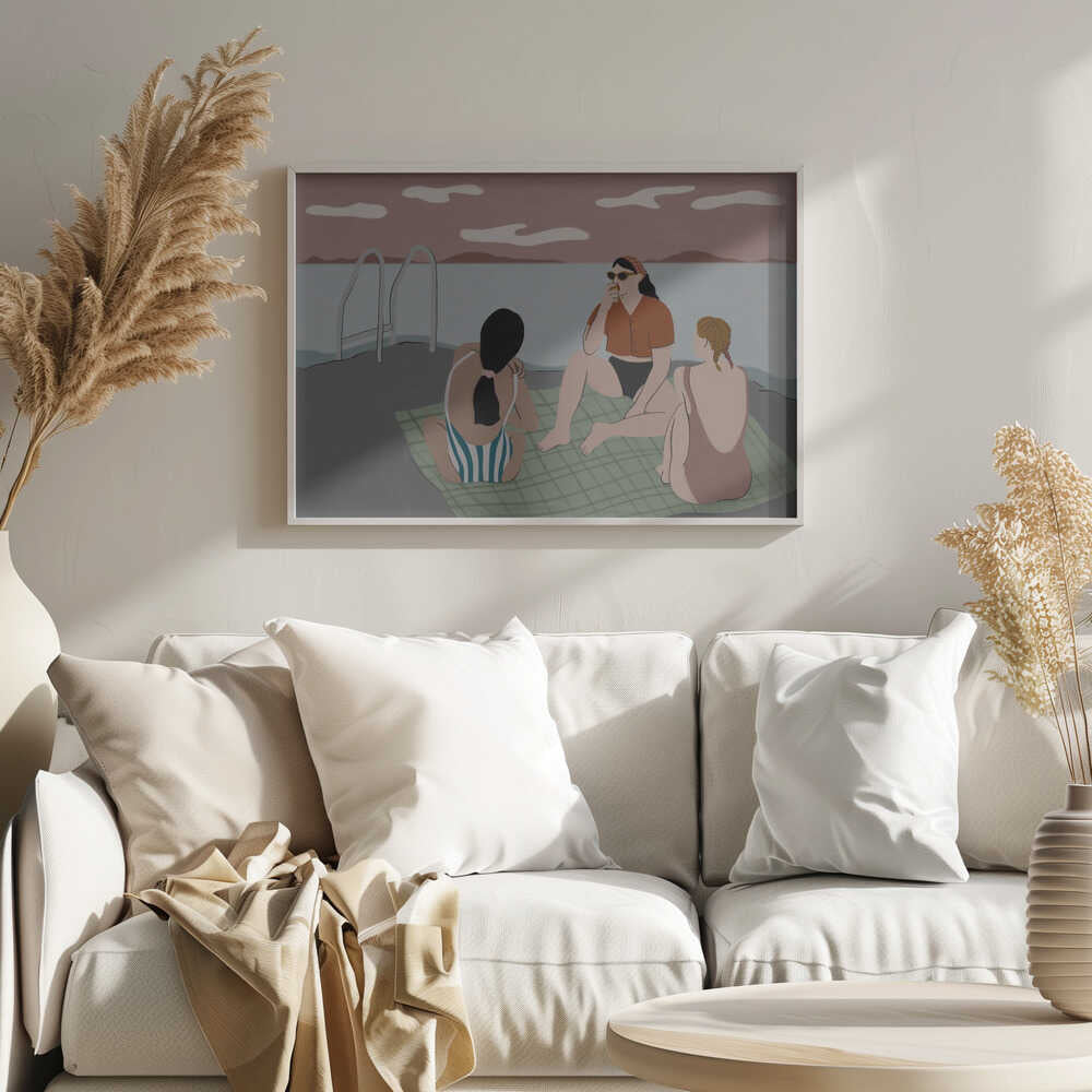 Summer Lake Friends Art Print UK — Landscape Calm Wall Art — Bedroom — Wall It All Prints
