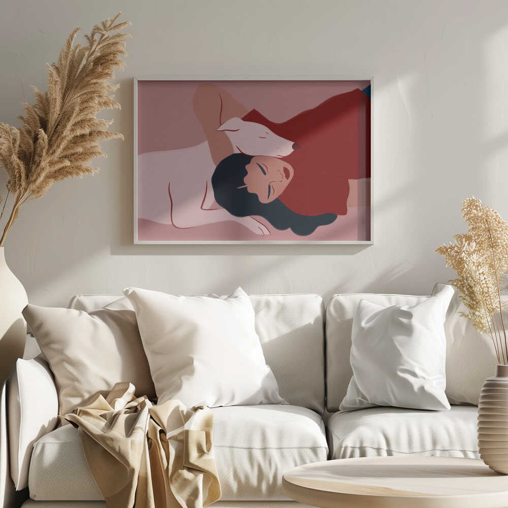 Peaceful Dog Companions Art Print UK — Portrait Calm Wall Art — Bedroom — Wall It All Prints