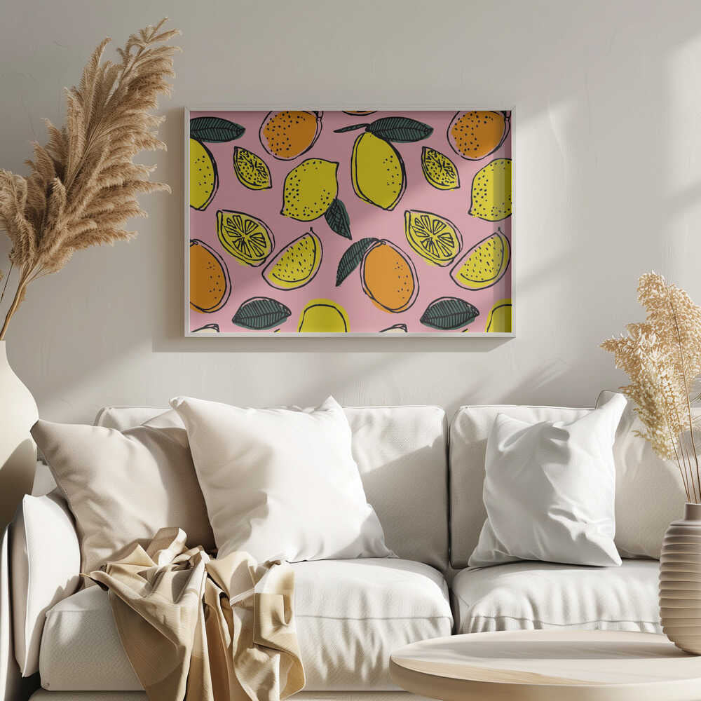 Zesty Fruit Pattern Art Print UK — Food Vibrant Wall Art — Kitchen — Wall It All Prints