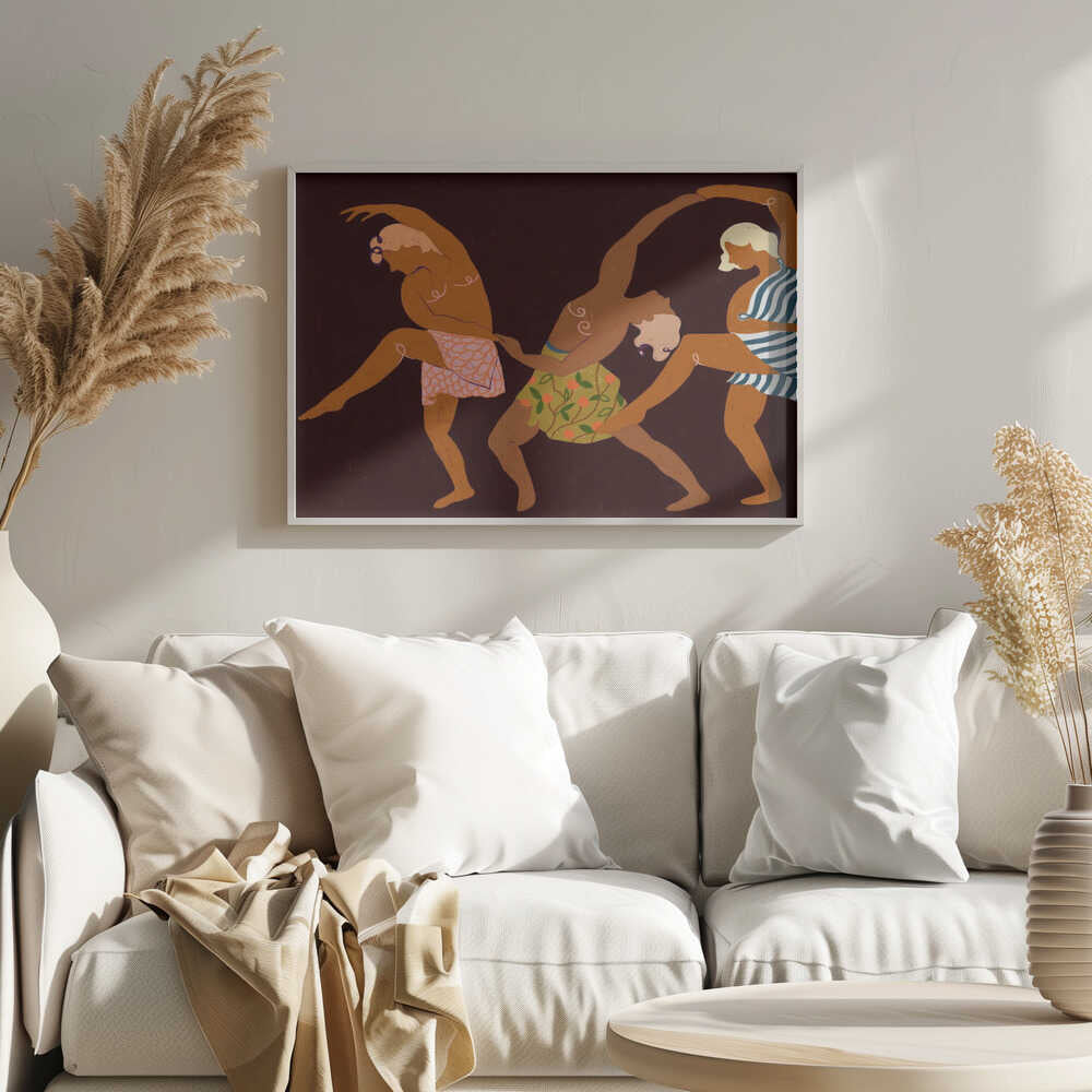 Rhythmic Dancing Figures Art Print UK — Dark Moody Dark Wall Art — Living Room — Wall It All Prints
