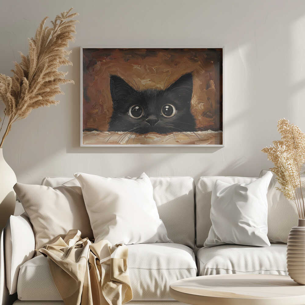 Cute Black Kitten Art Print UK — Abstract Vibrant Wall Art — Bedroom — Wall It All Prints