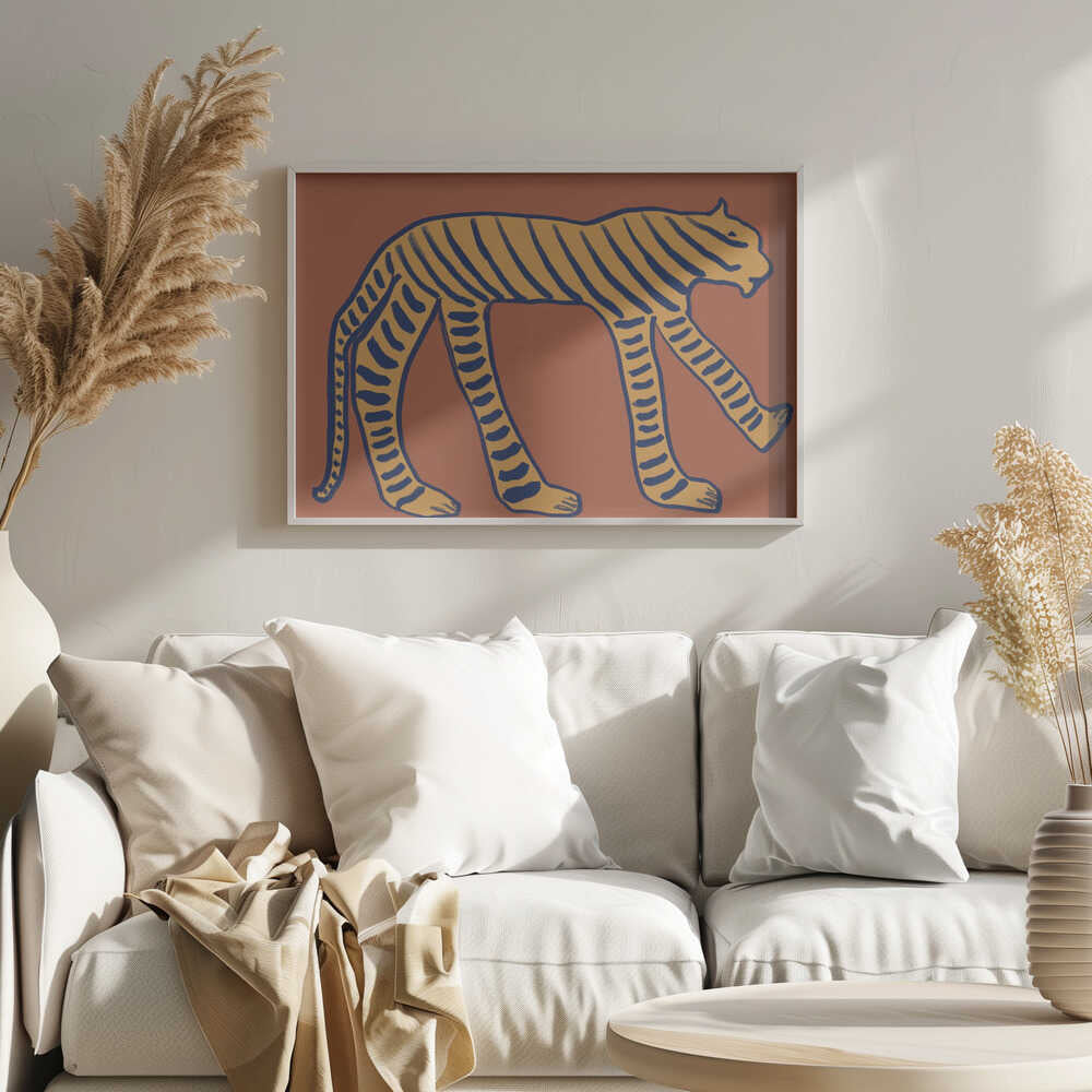 Bold Tiger Stride Art Print UK — Abstract Vibrant Wall Art — Office — Wall It All Prints