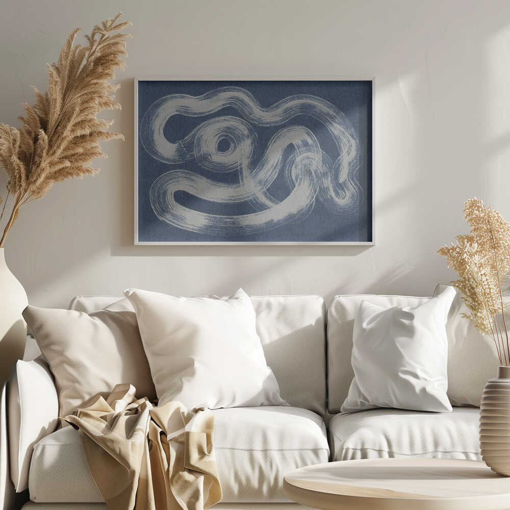 Blue Abstract Flow Art Print UK — Abstract Calm Wall Art — Bedroom — Wall It All Prints