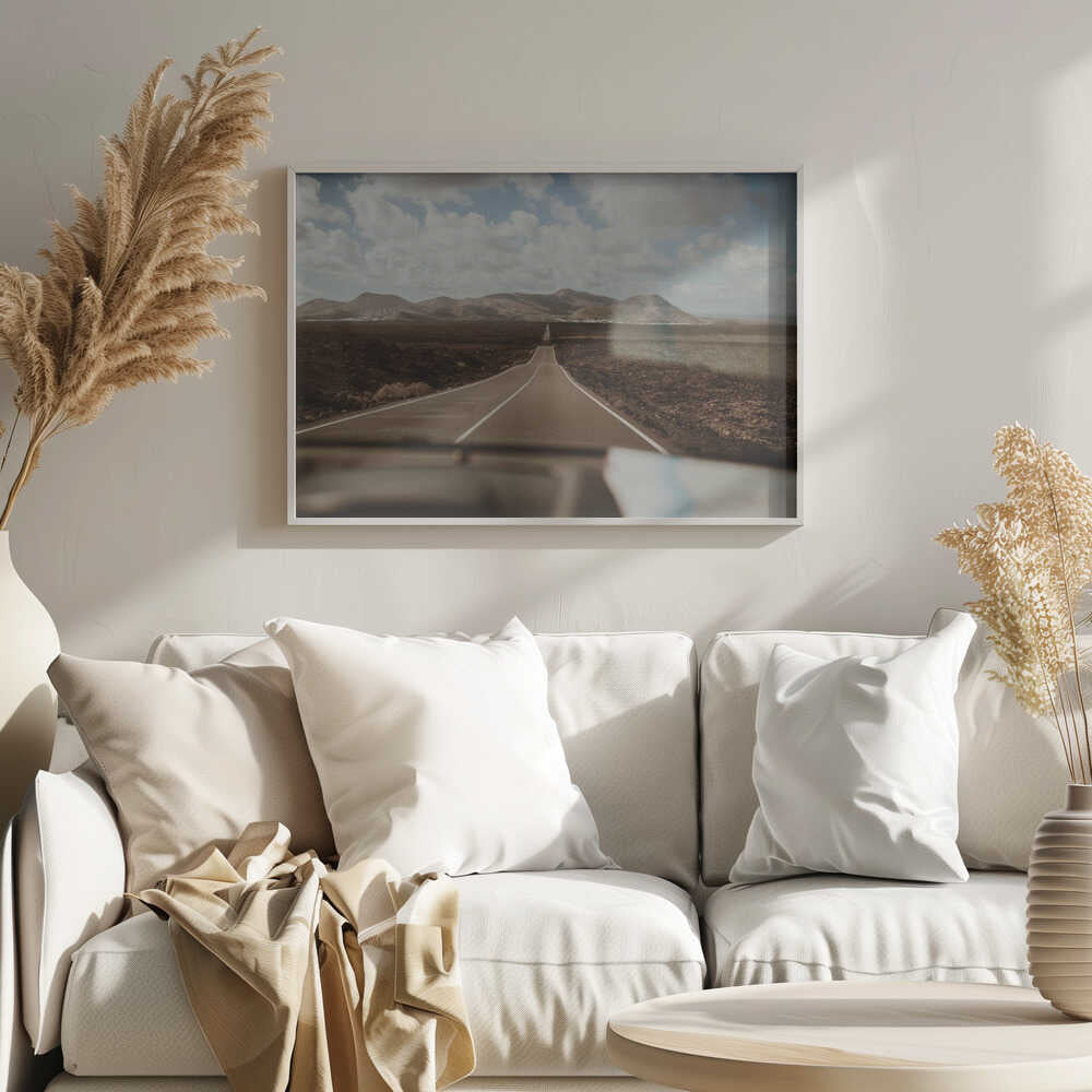 Vast Desert Road Journey Art Print UK — Dark Moody Warm Wall Art — Living Room — Wall It All Prints