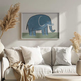 Cute Blue Elephant Art Print UK — Animal Calm Wall Art — Bedroom — Wall It All Prints