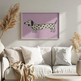 Cute Pink Dachshund Art Print UK — Animal Dark Wall Art — Living Room — Wall It All Prints