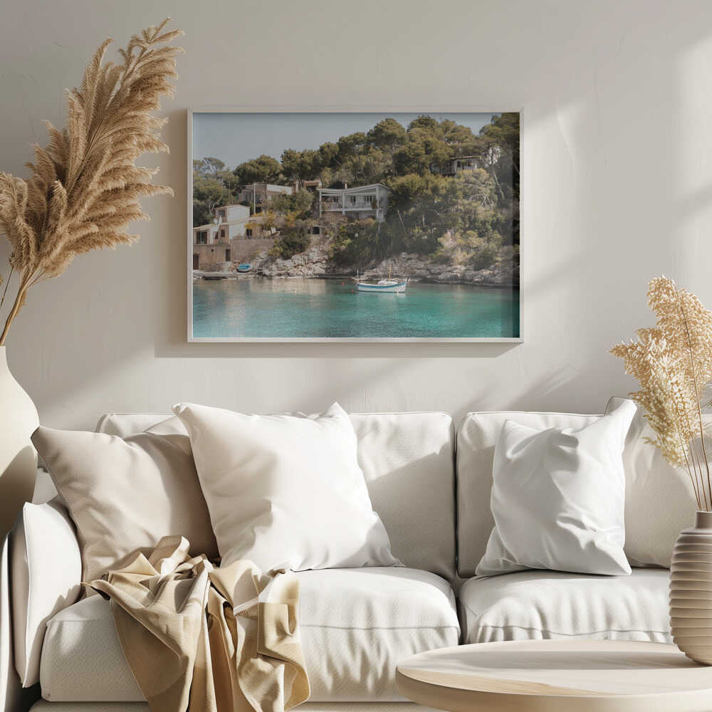 Sunny Mediterranean Cove Art Print UK — Celestial Calm Wall Art — Bedroom — Wall It All Prints