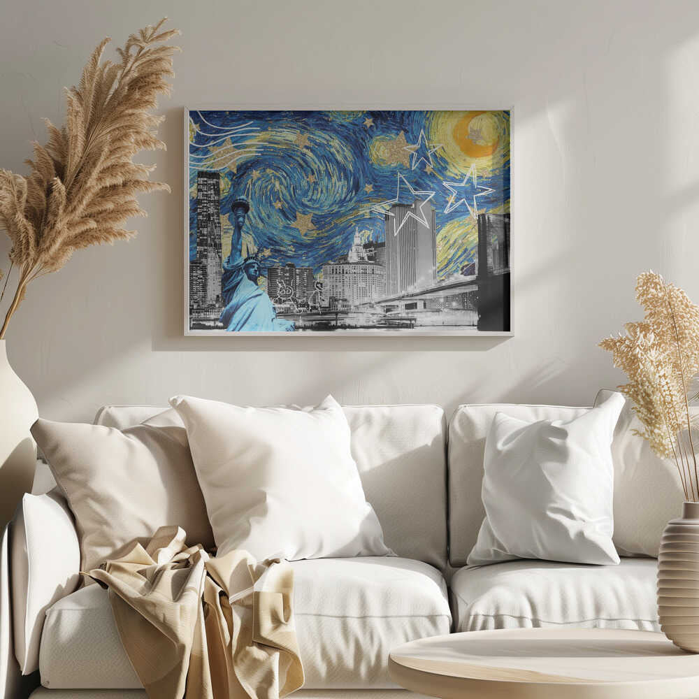 Starry Night New York Art Print UK — Abstract Vibrant Wall Art — Living Room — Wall It All Prints