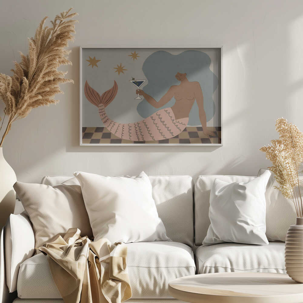 Mermaid Martini Art Print UK — Portrait Elegant Wall Art — Living Room — Wall It All Prints