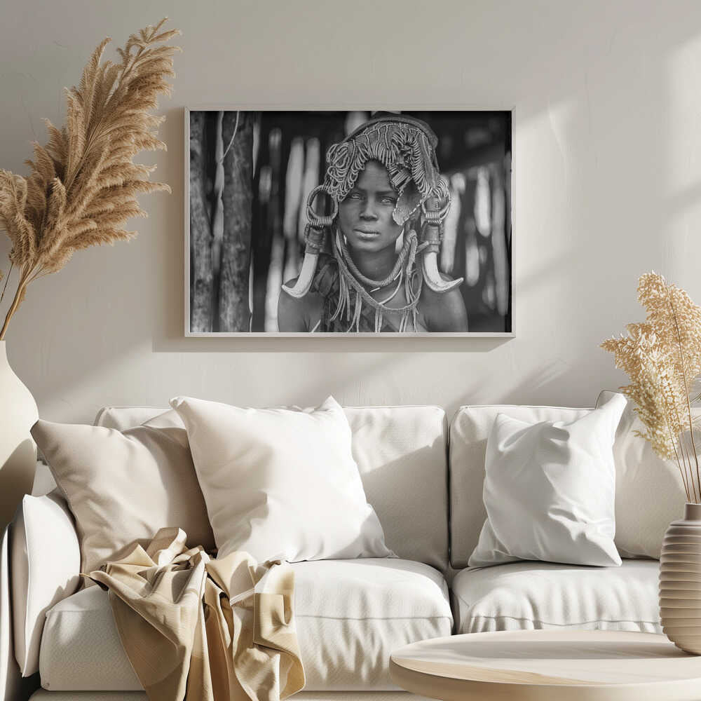 Adorned Tribal Woman Portrait Art Print UK — Portrait Calm Wall Art — Living Room — Wall It All Prints