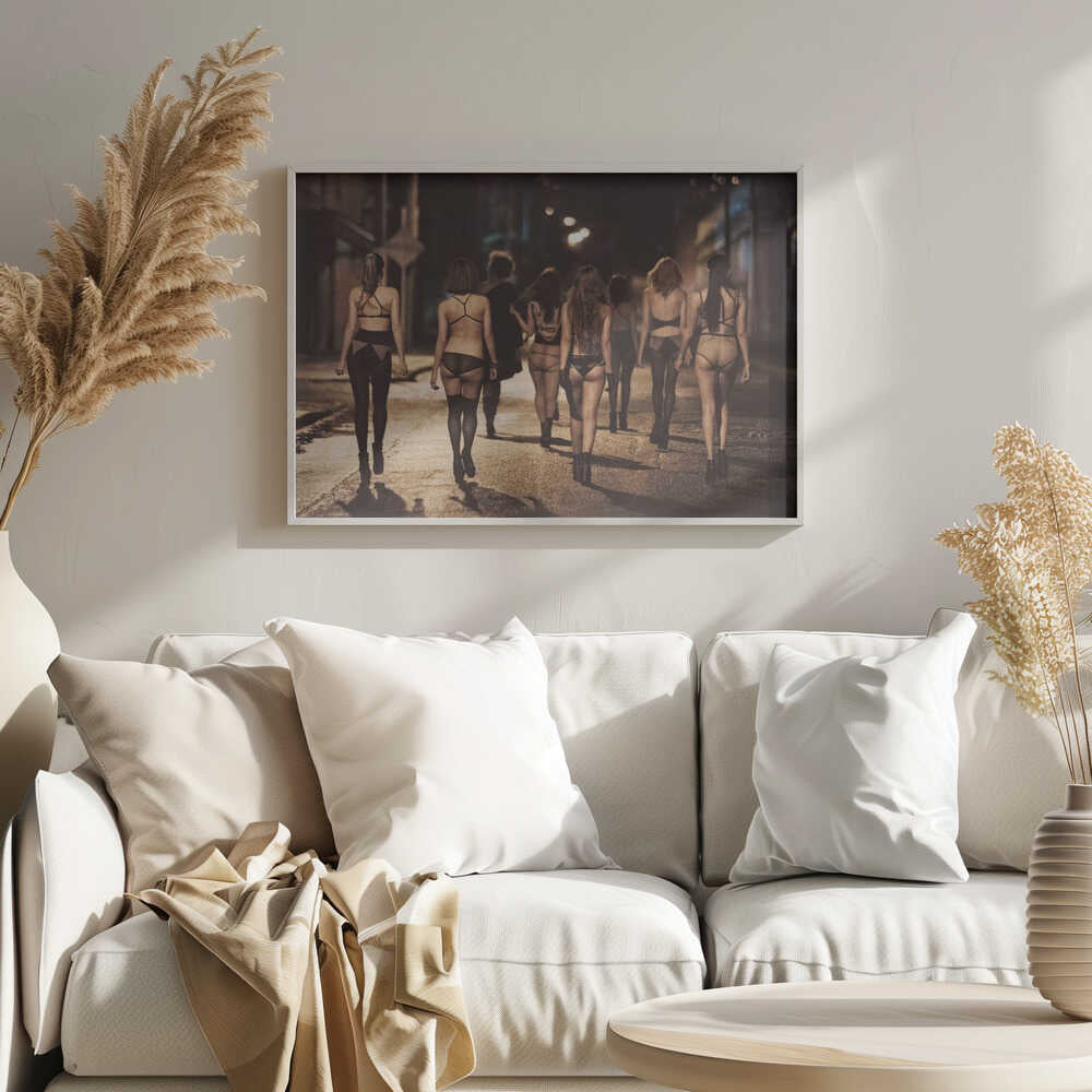 Street Lingerie Walk Art Print UK — Dark Moody Vibrant Wall Art — Living Room — Wall It All Prints