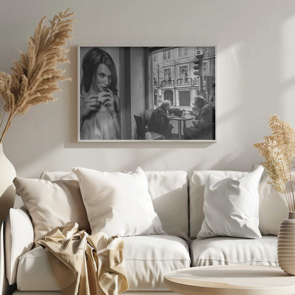 City Cafe Reflection Art Print UK — Portrait Dark Wall Art — Kitchen — Wall It All Prints