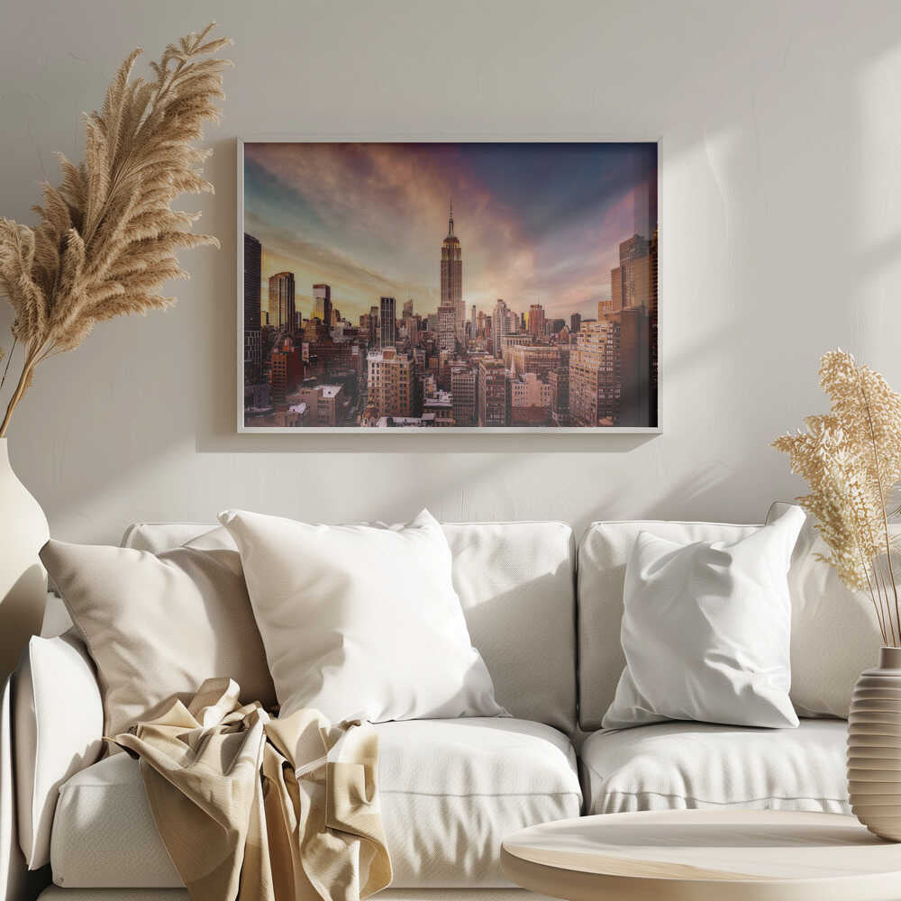Empire State Sunset Art Print UK — Dark Moody Vibrant Wall Art — Living Room — Wall It All Prints