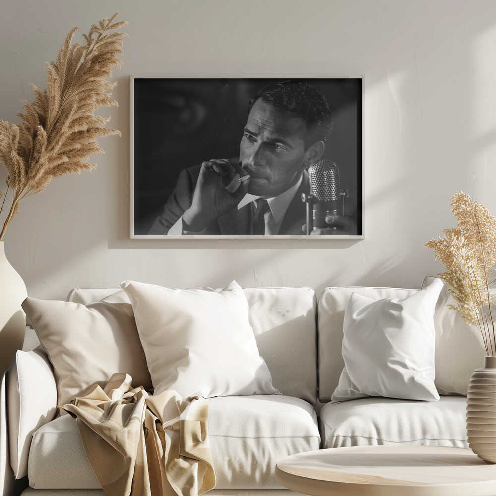 Smoking Radio Host Art Print UK — Dark Moody Dark Wall Art — Living Room — Wall It All Prints