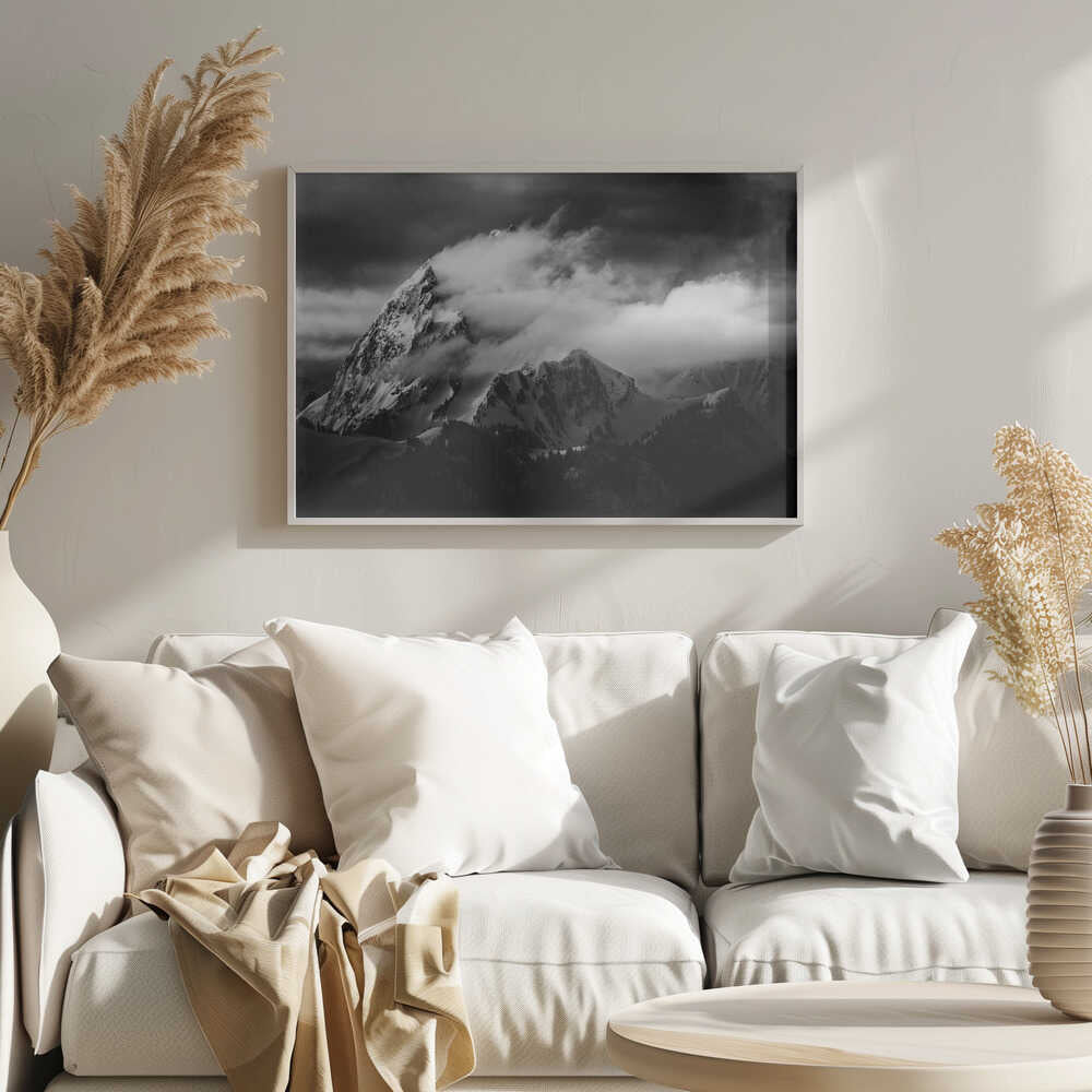 Majestic Cloudy Mountains Art Print UK — Dark Moody Calm Wall Art — Living Room — Wall It All Prints