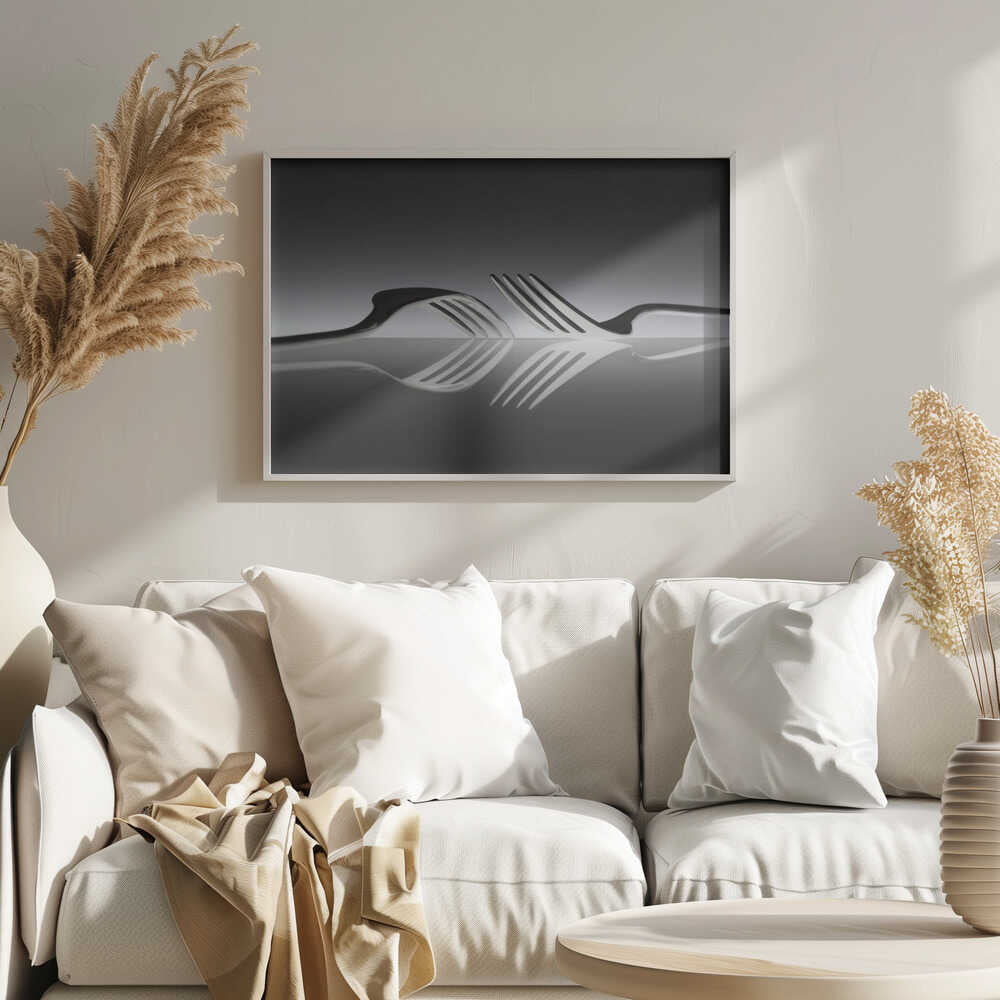 Elegant Forks Reflection Art Print UK — Abstract Dark Wall Art — Kitchen — Wall It All Prints