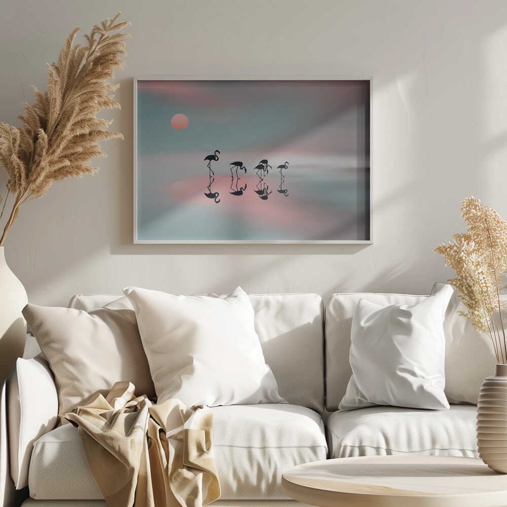 Dreamy Flamingo Sunset Art Print UK — Abstract Calm Wall Art — Bedroom — Wall It All Prints