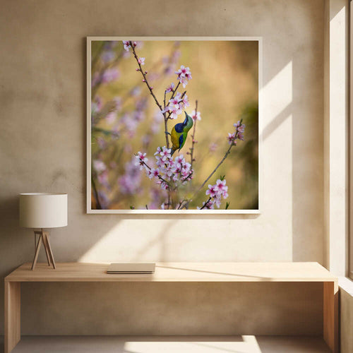 Bird Among Blossoms Art Print UK — Botanical Vibrant Wall Art — Living Room — Wall It All Prints