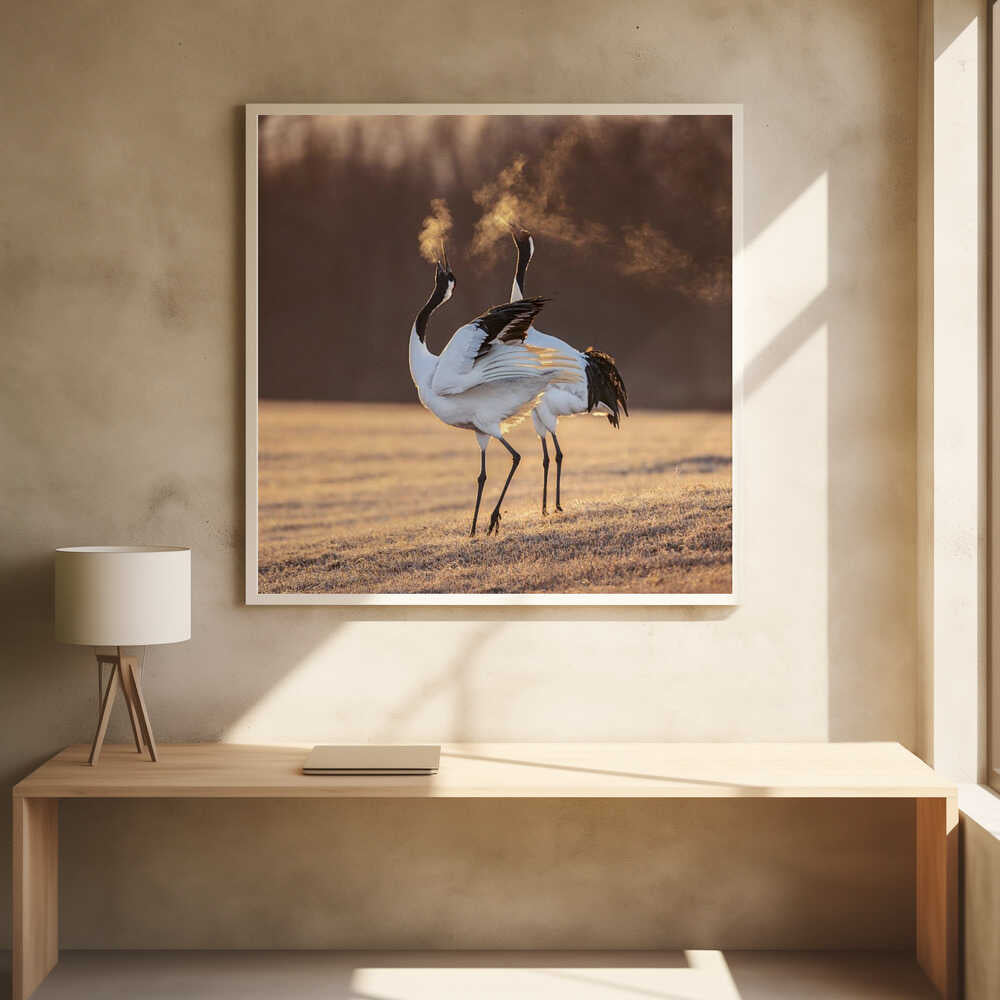 Cranes Golden Breath Art Print UK — Animal Calm Wall Art — Living Room — Wall It All Prints