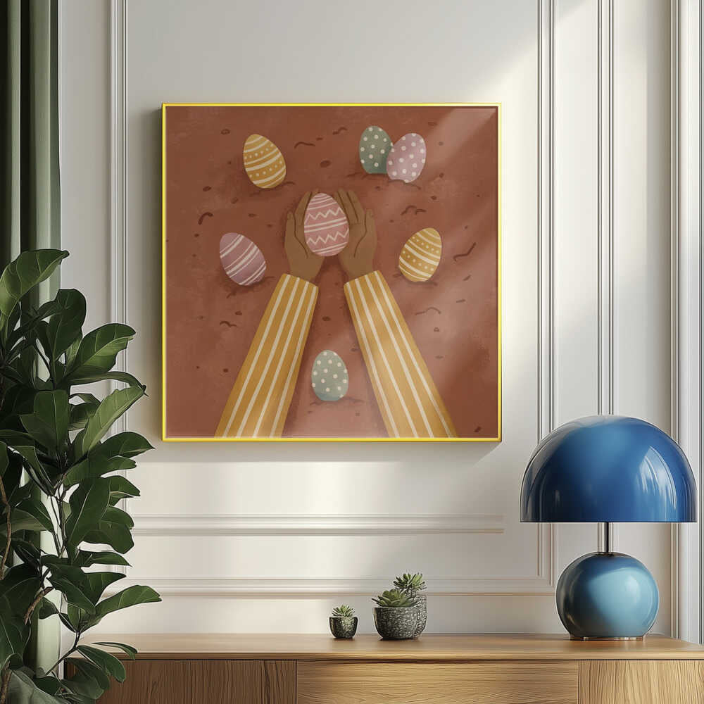 Collecting Easter Eggs Art Print UK — Japanese Calm Wall Art — Nursery — Wall It All Prints