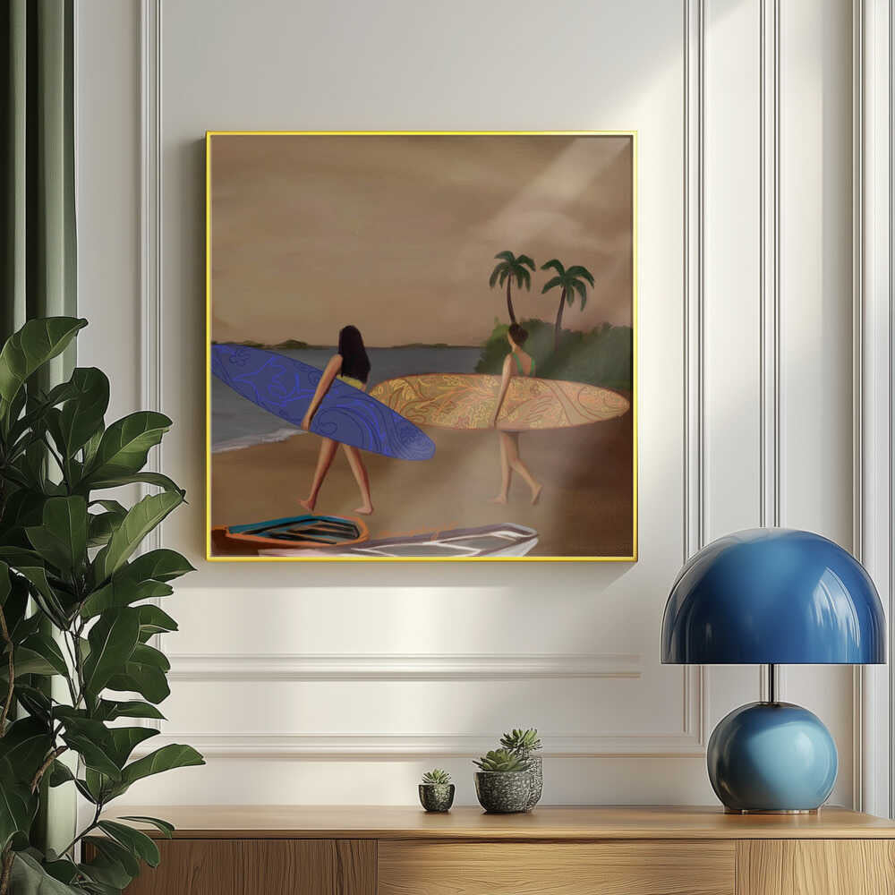 Tropical Surf Sunset Art Print UK — Landscape Warm Wall Art — Living Room — Wall It All Prints