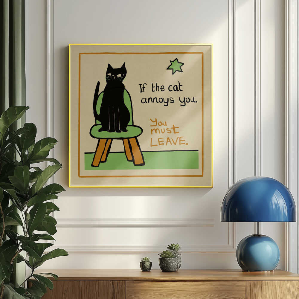 Sassy Cat Rules Art Print UK — Abstract Dark Wall Art — Living Room — Wall It All Prints